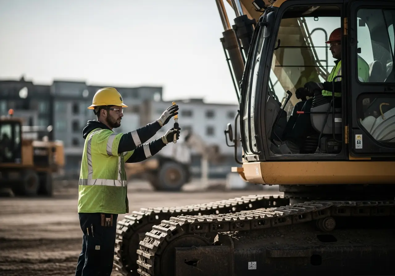 Proper safety controls and PPE for equipo pesado work