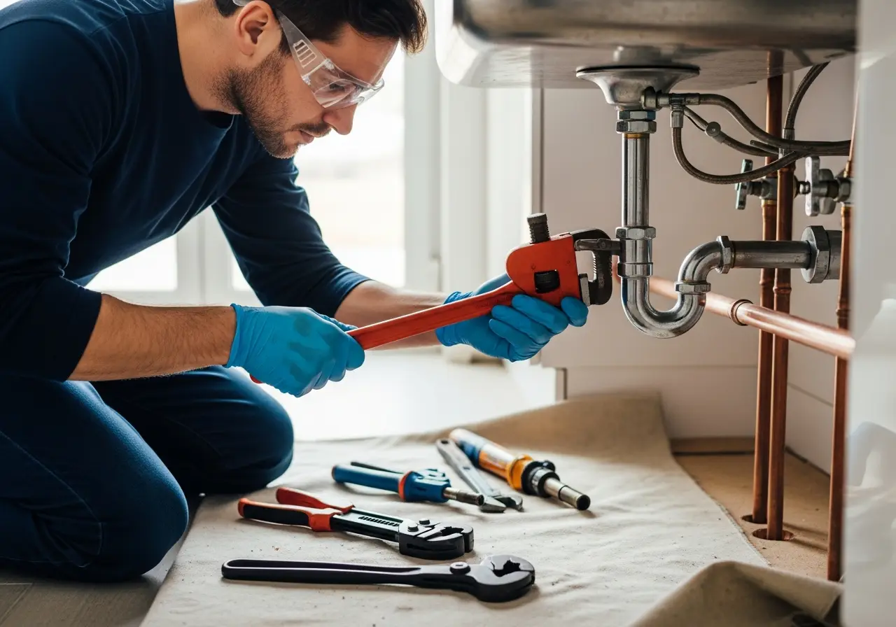 Proper safety controls and PPE for plomería work