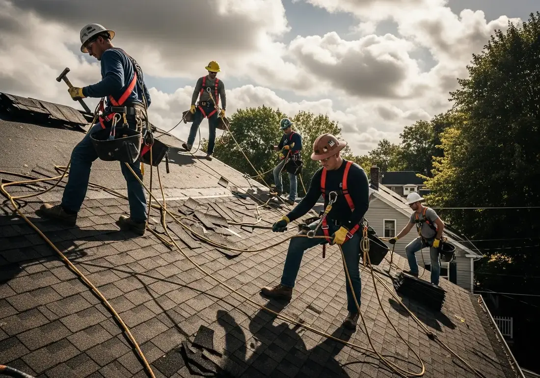 Proper safety controls and PPE for techado work
