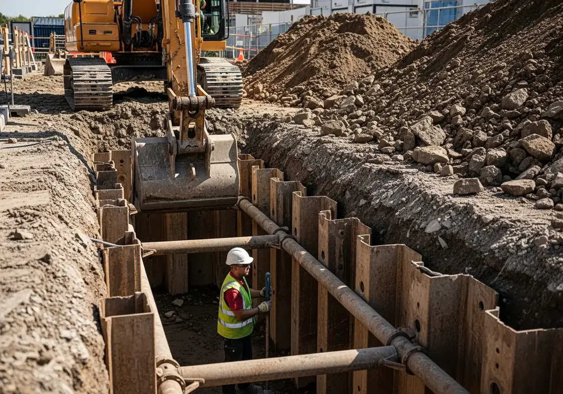 Zanjas y excavaciones job site analyzed by OSHA Scan AI hazard detection