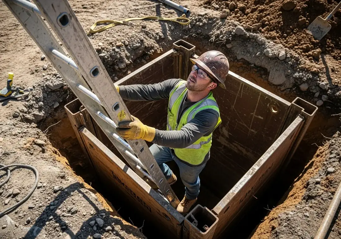 Proper safety controls and PPE for zanjas y excavaciones work