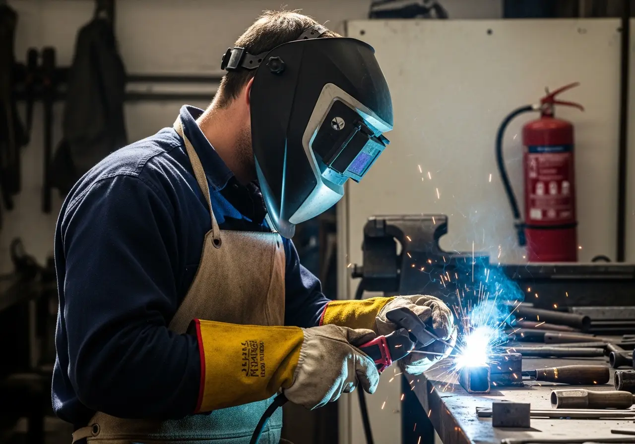 Proper safety controls and PPE for soldadura work